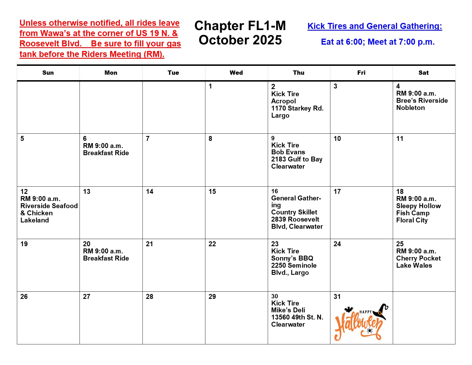 October Calendar